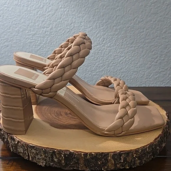 DOLCE VITA Paily Heeled Sandal  Cream Sz 9 Square Toe - Picture 7 of 12